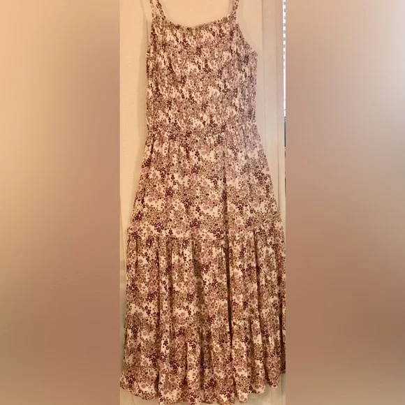 knee length dresses for ladies Brown Puff Sleeve Mimi Midi Dress